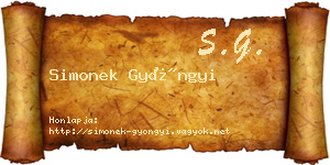 Simonek Gyöngyi névjegykártya